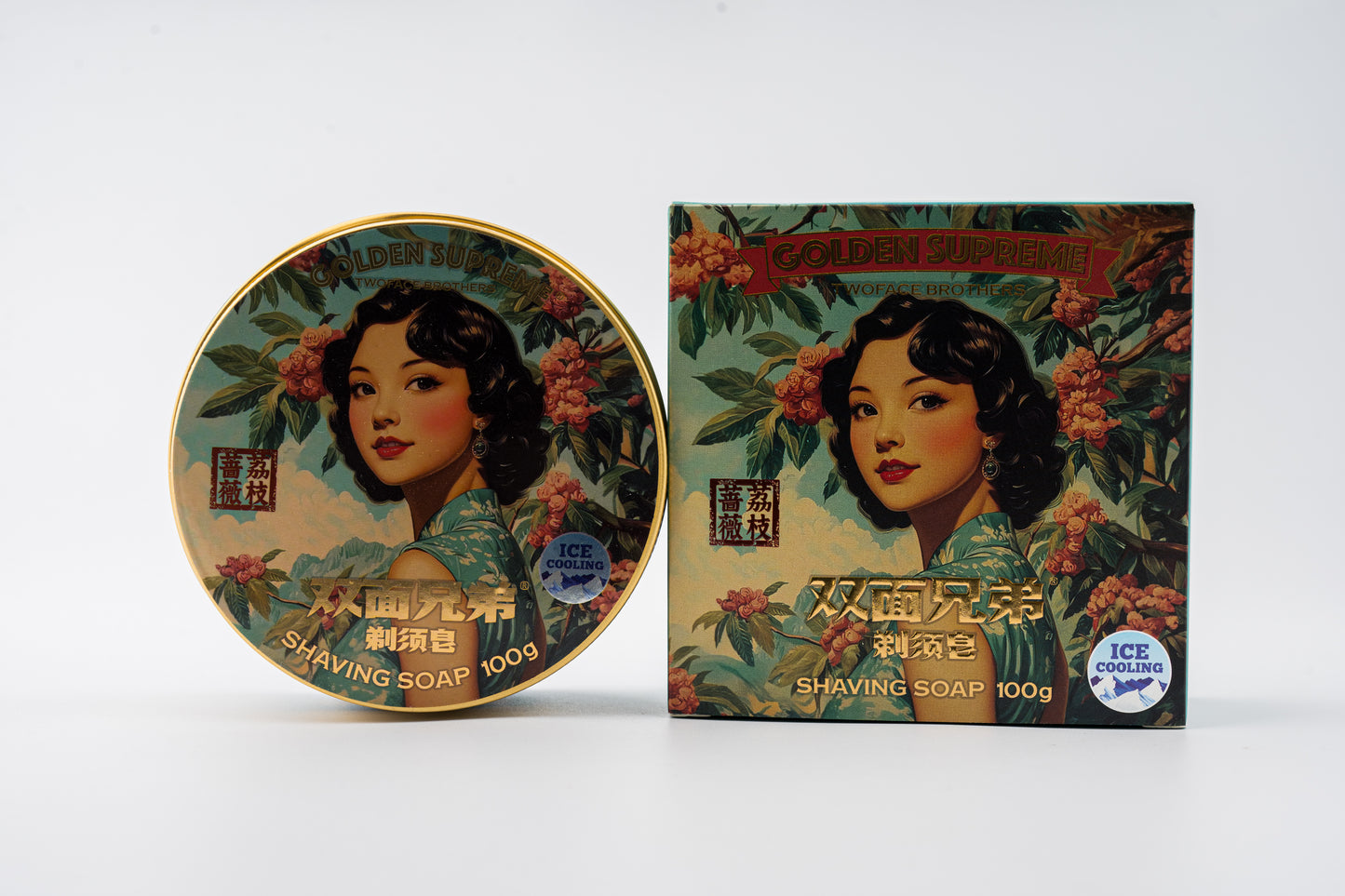 TWOFACE BROTHERS GOLDEN SUPREME - SHAVING SOAP - 蔷薇荔枝 (100g/3.5OZ)