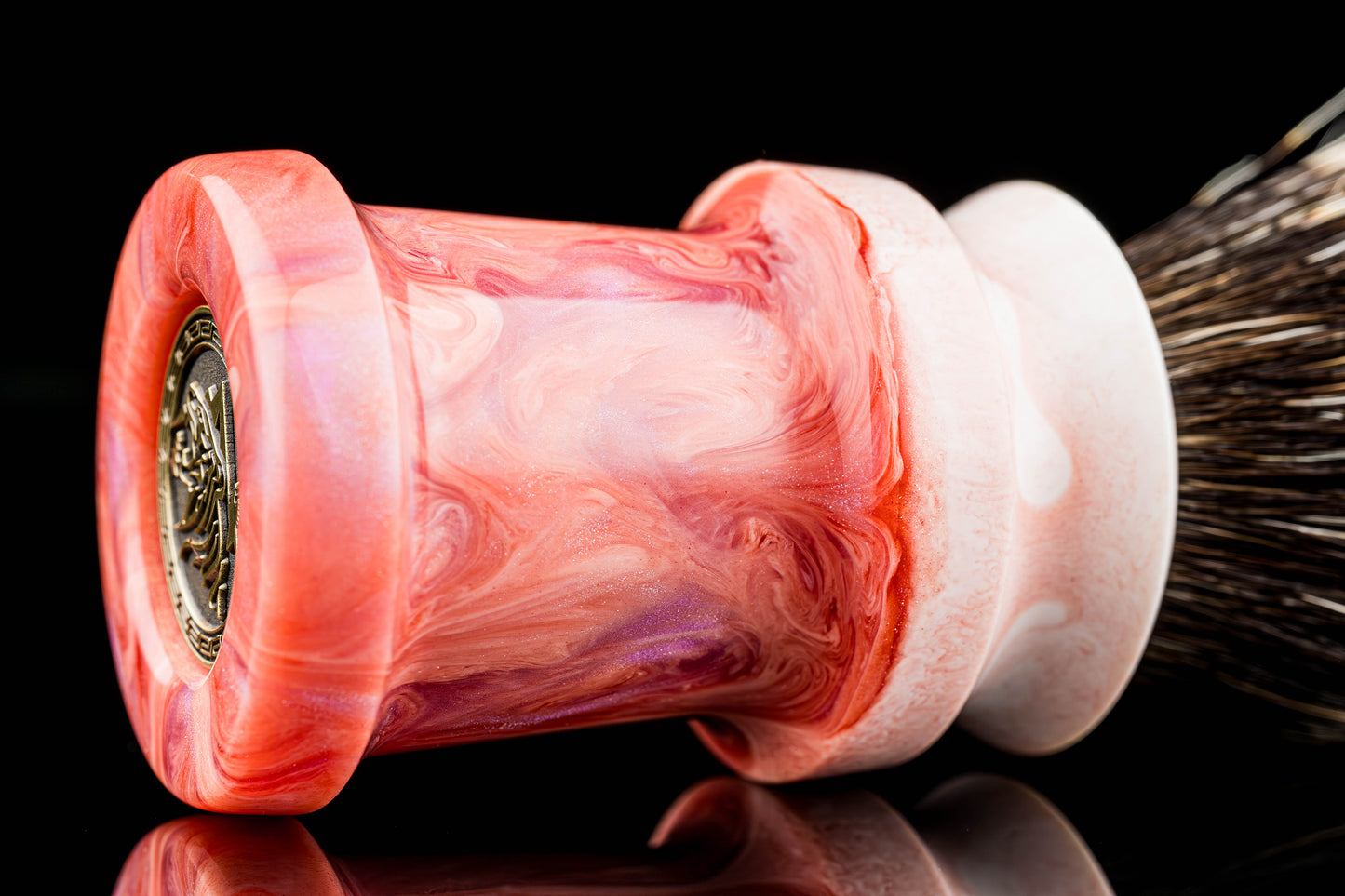 Ding - 1 - Red Pink Love Song shaving brush handle