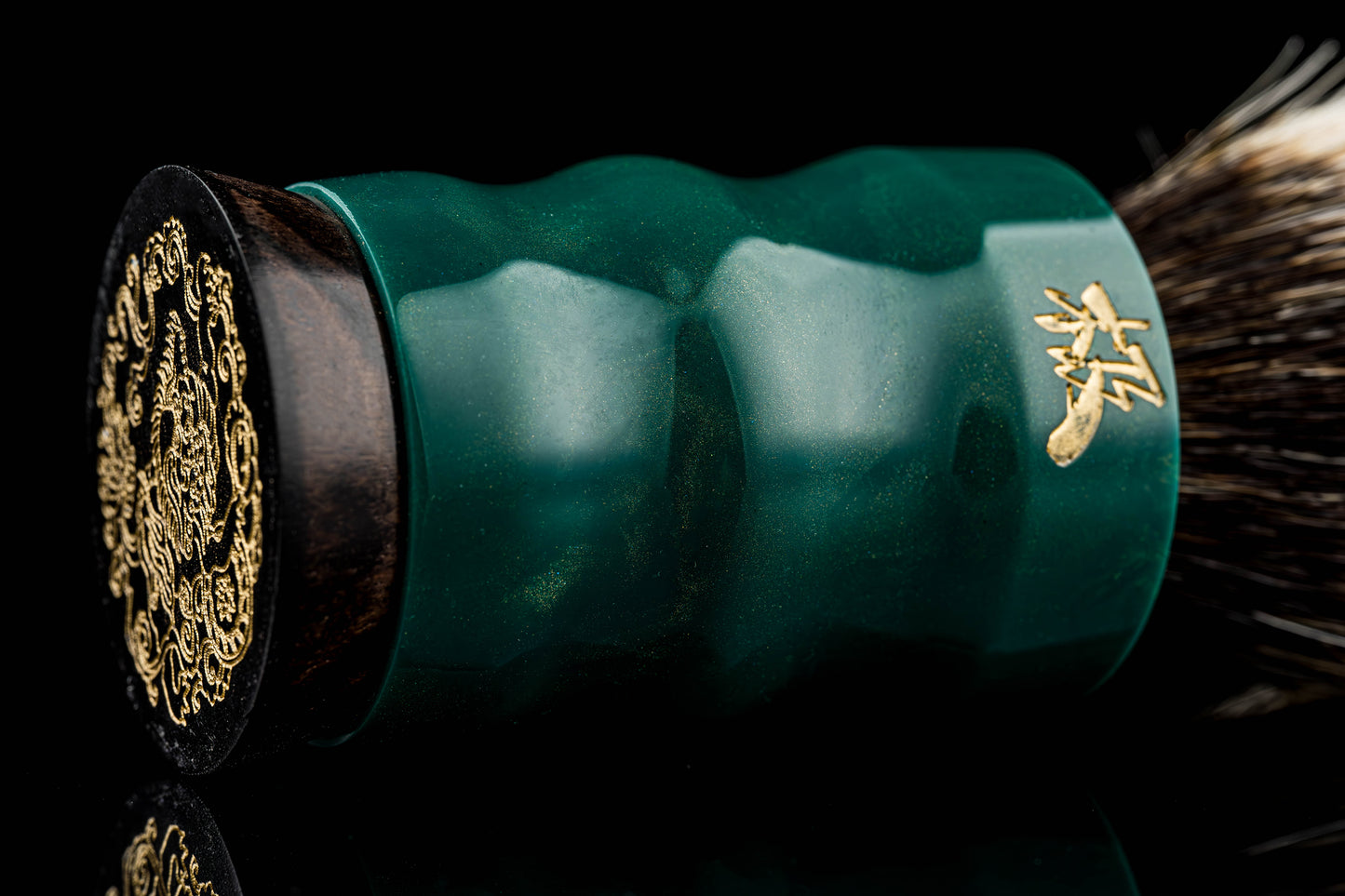 极-肆 - 绿墨金流 shaving brush handle