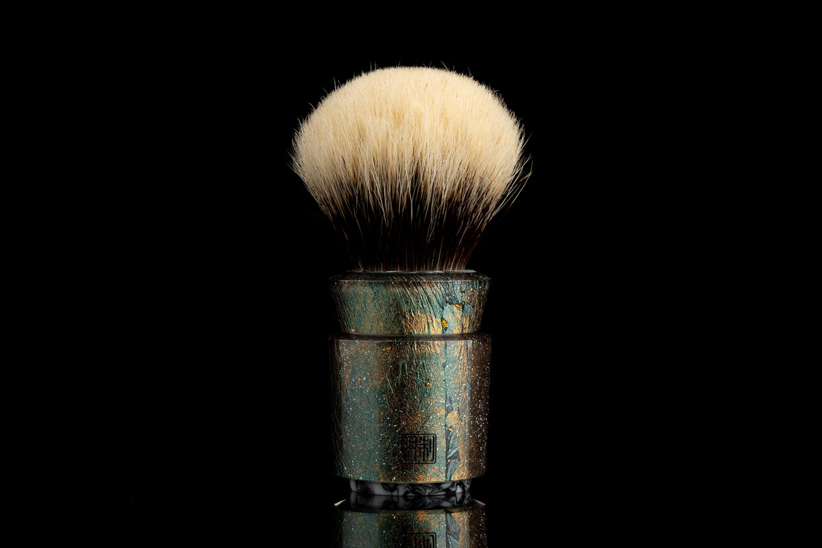 Ming - Yuxi - Glaze X Foil Gilding ‘Forest’ shaving brush handle